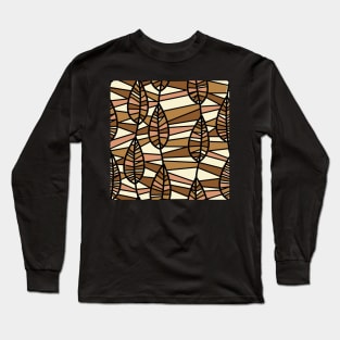 Retro Brown Leaf Pattern Long Sleeve T-Shirt